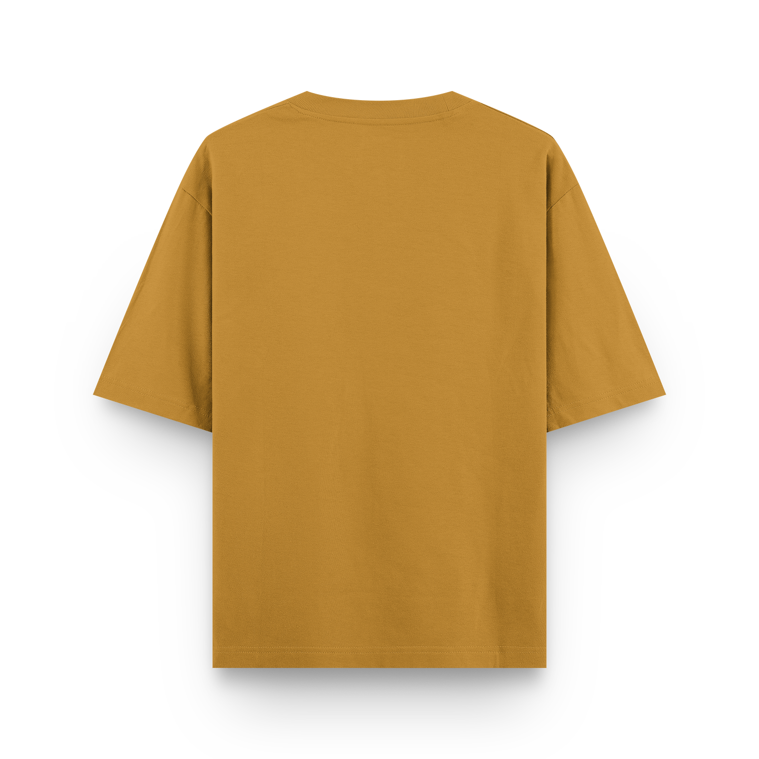 Back view of a mustard yellow t-shirt.