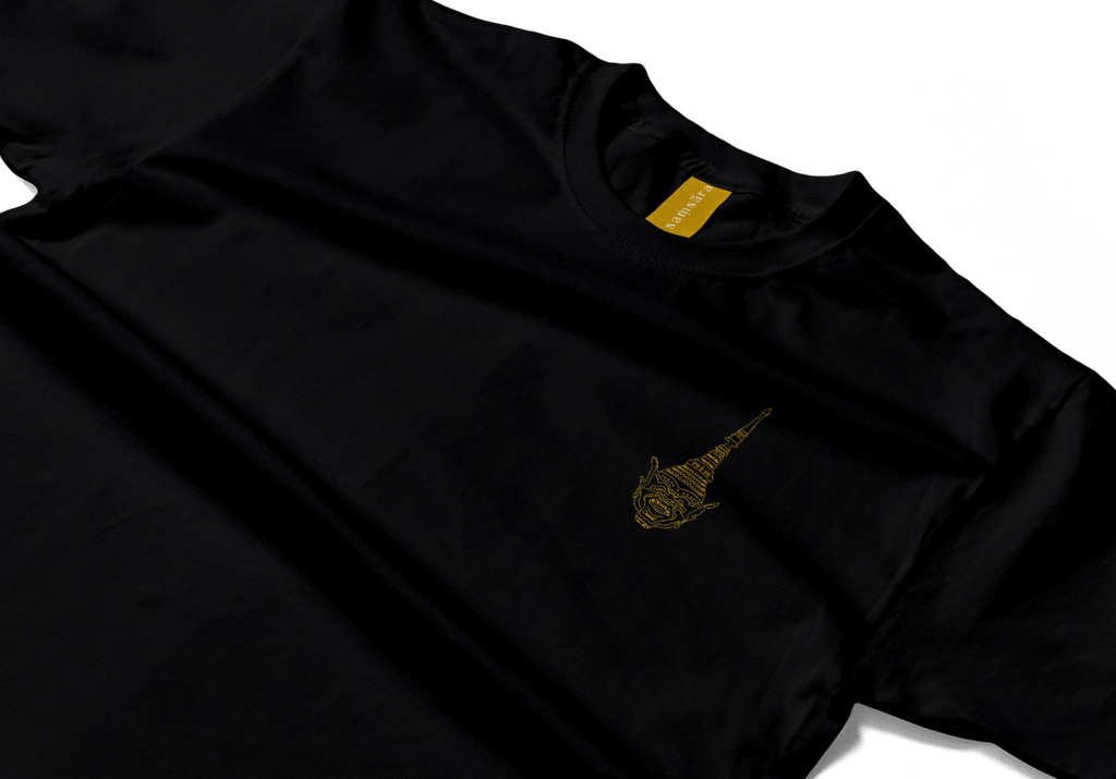 Khon Mask & Siamese Dancers Black T-Shirt - Samsara Clothing