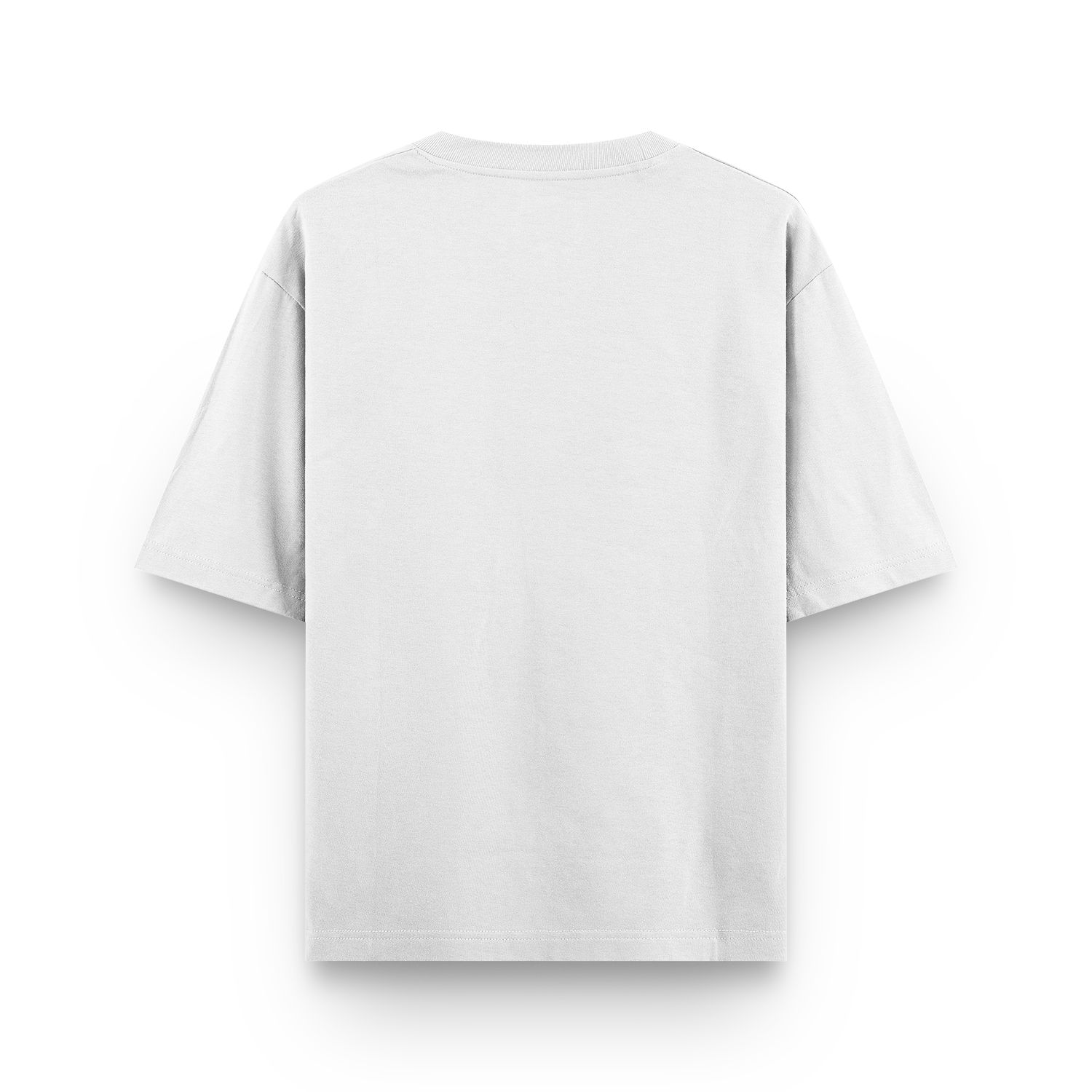Back view of a white t-shirt.
