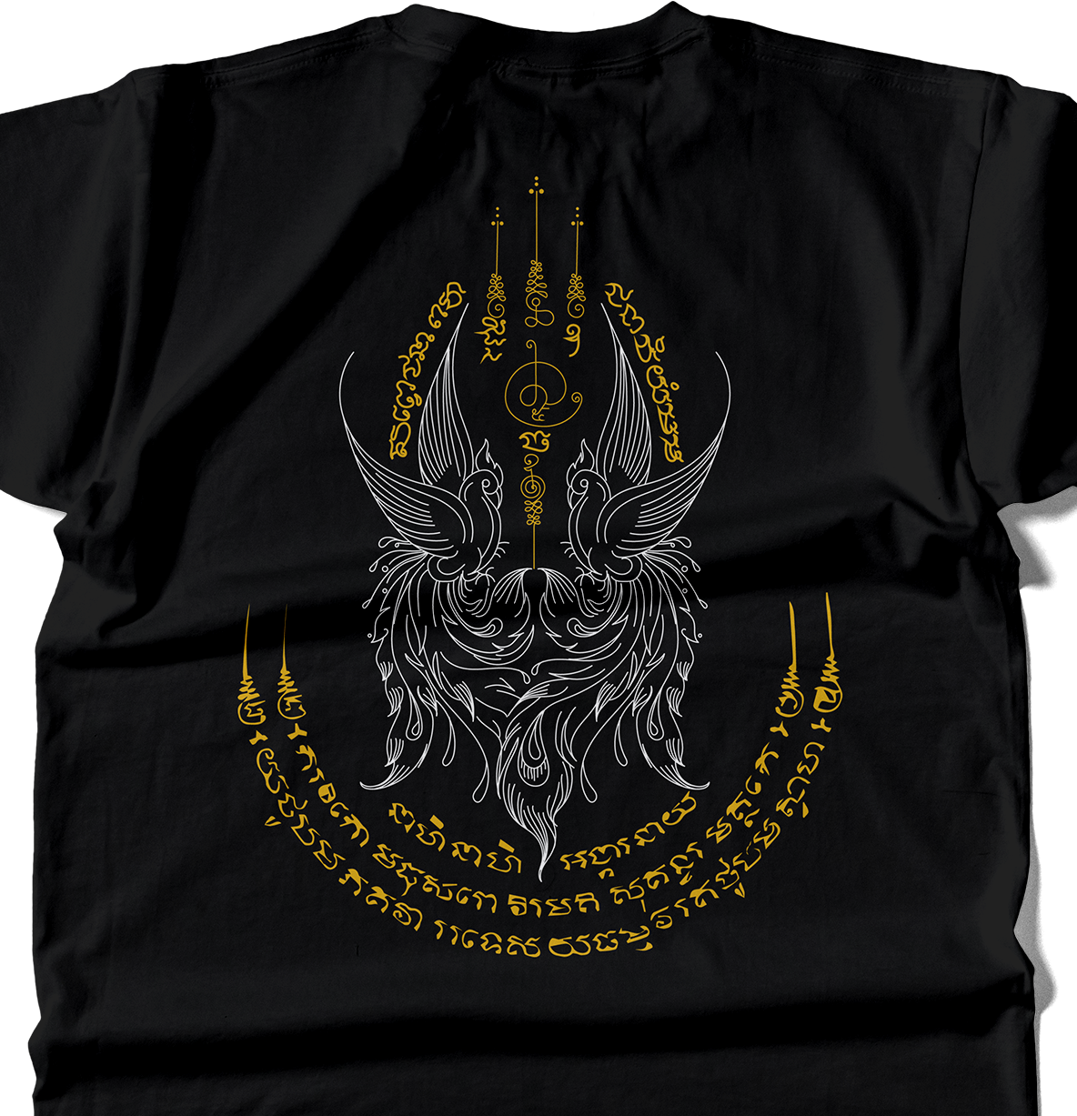 Golden Swan (Hamsa) Black T-Shirt - Samsara Clothing