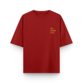 Red oversized unisex t-shirt with 'The Eighth Fold' logo front design.
