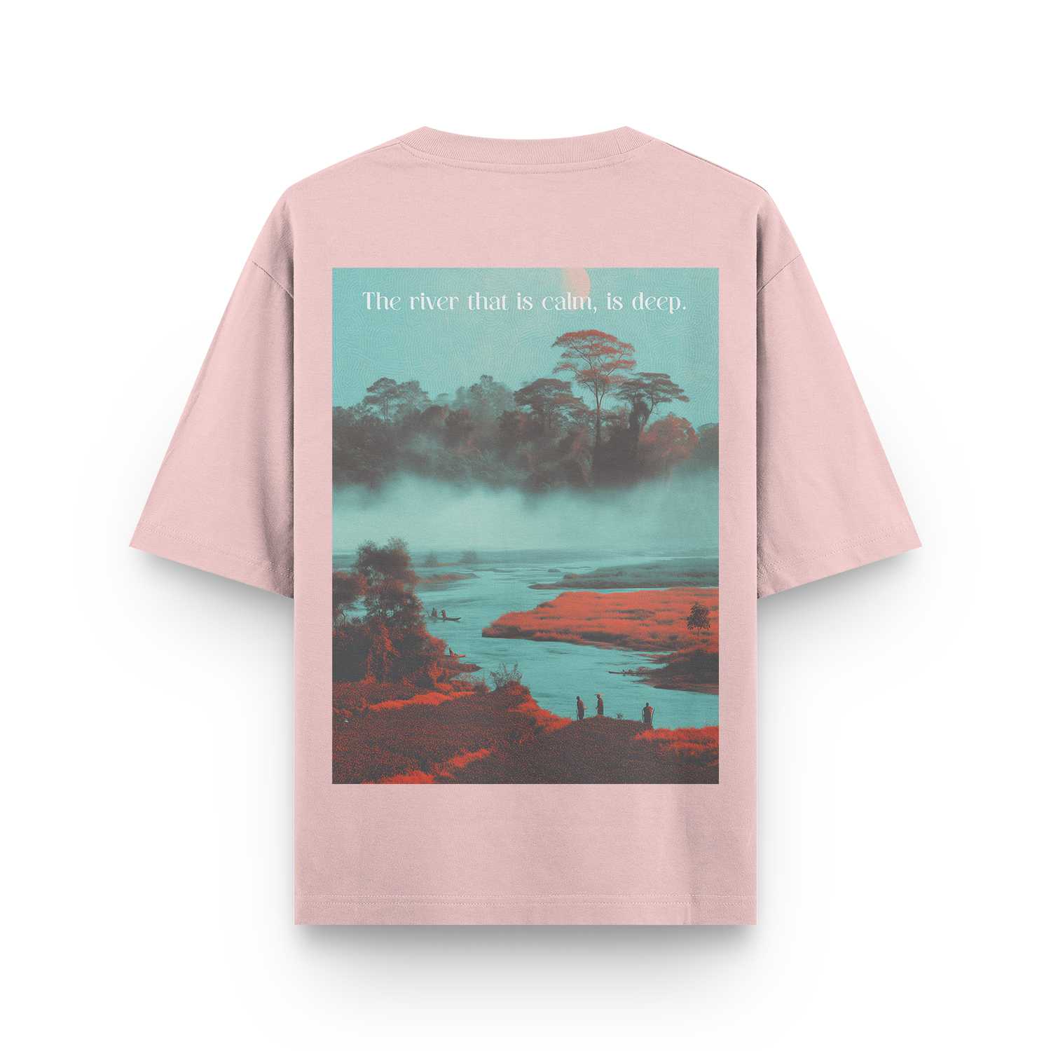 Oversized baby pink unisex T-shirt with back design inspired by Assamese motifs.