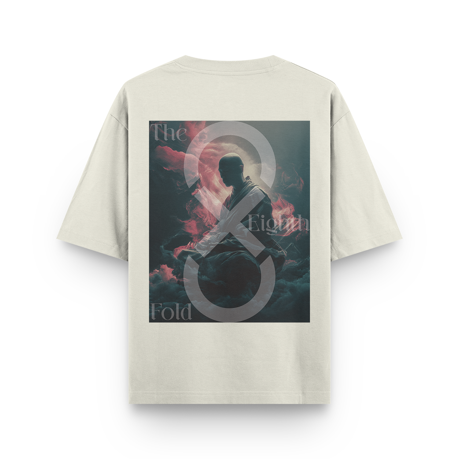 Back view of off white oversized unisex t-shirt.