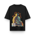 Front view of black oversized unisex t-shirt.