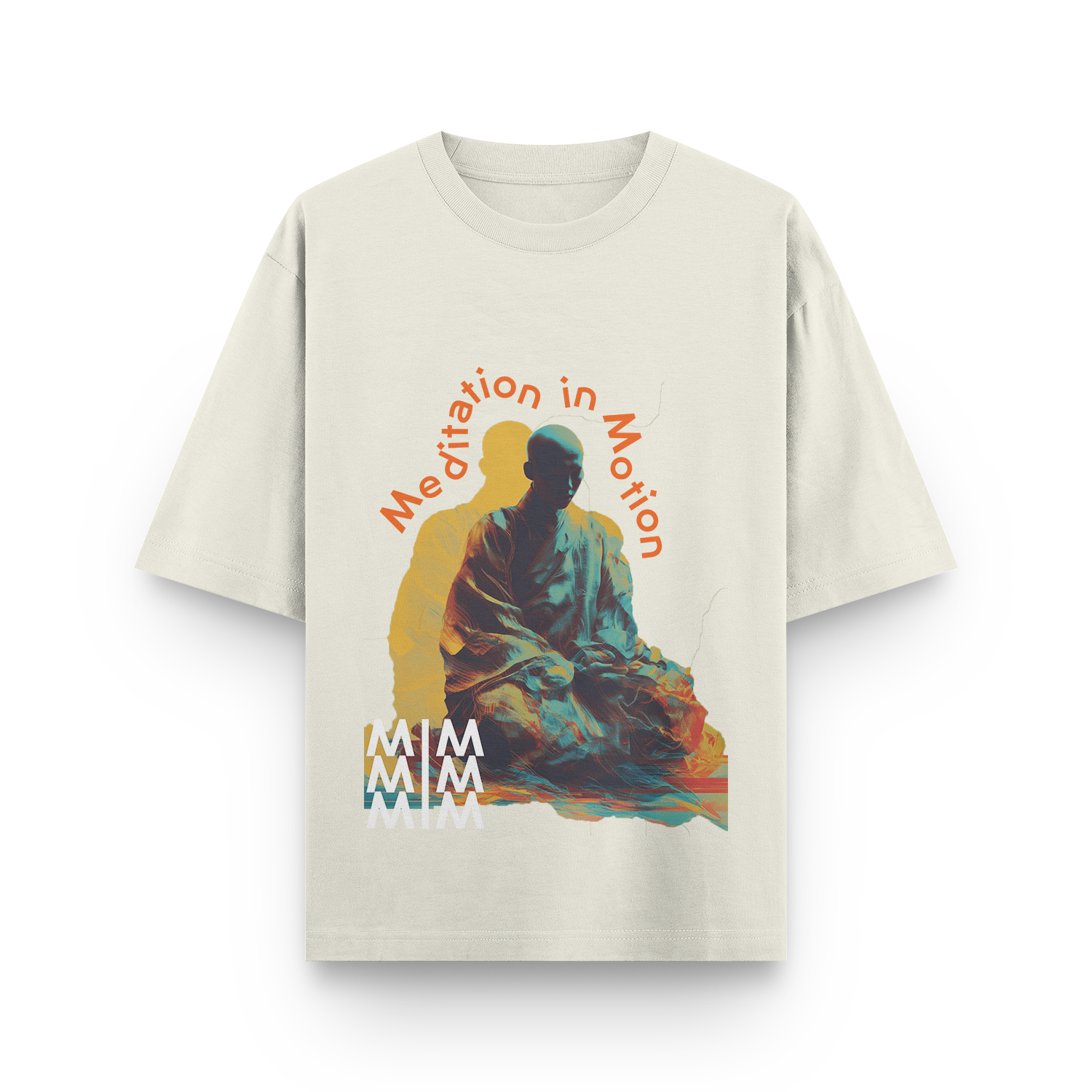 Front view of off white oversized unisex t-shirt.