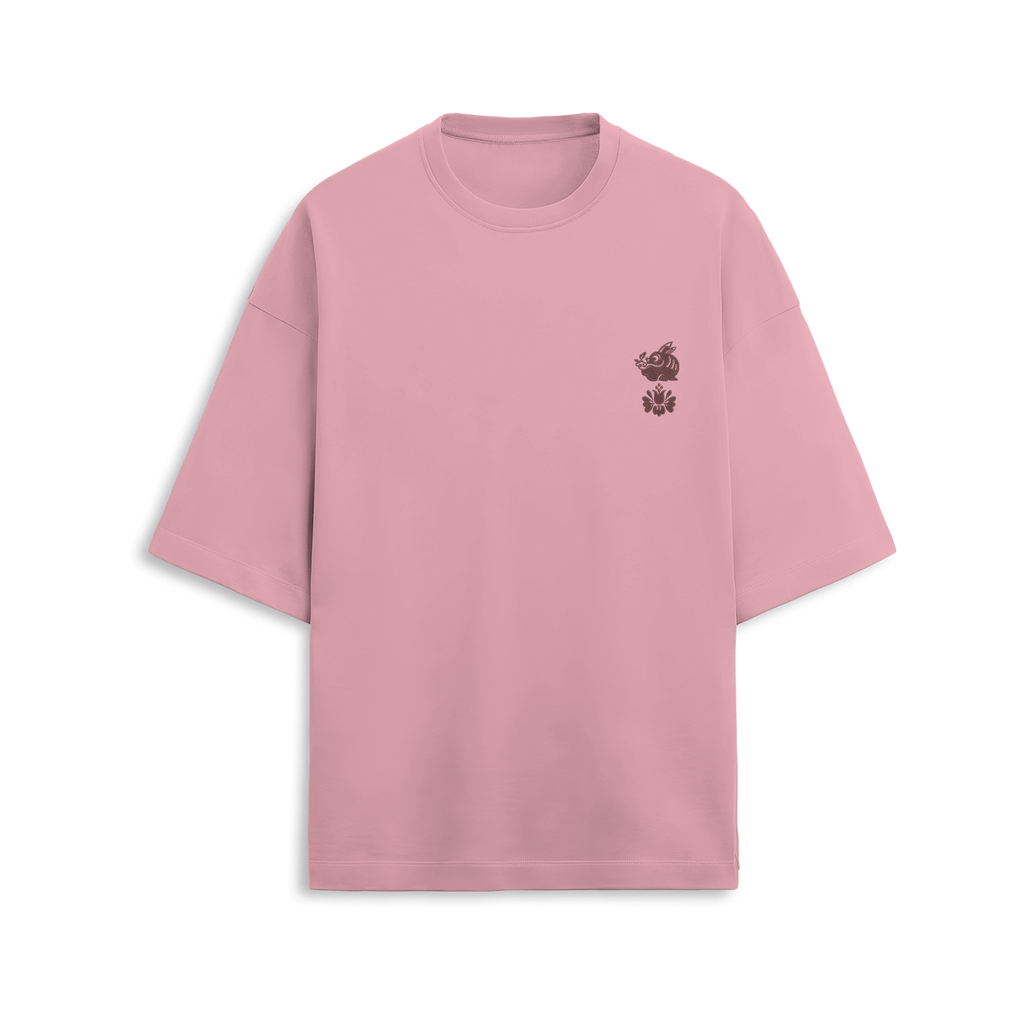 The Rabbit and The Snapdragon - Unisex Terry Oversized Tee